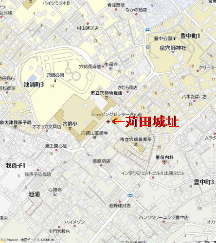 苅田城跡の地図