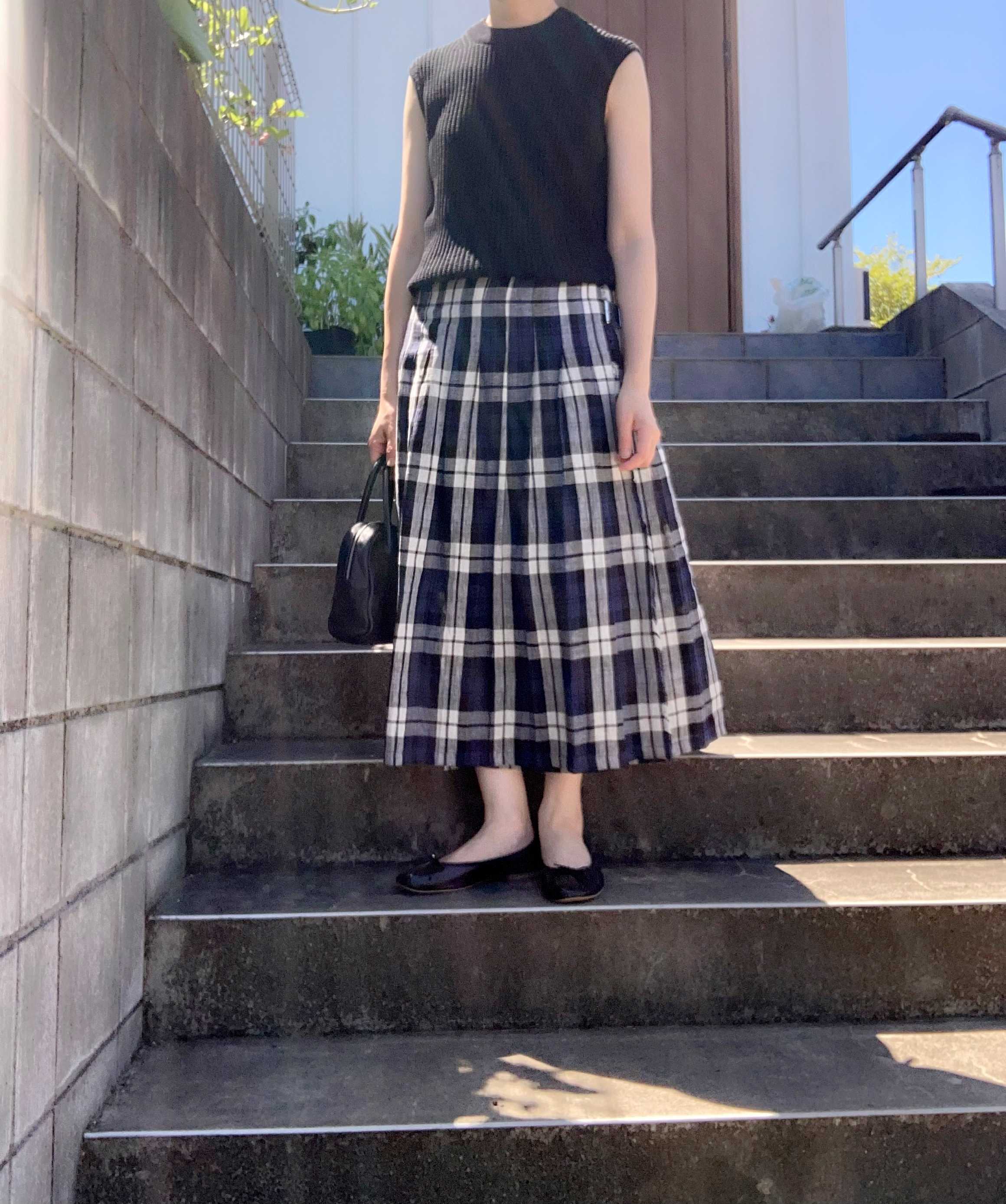 通販限定  グレンチェックスカート ウール soil de maison 10月のセール☆ ロングスカート