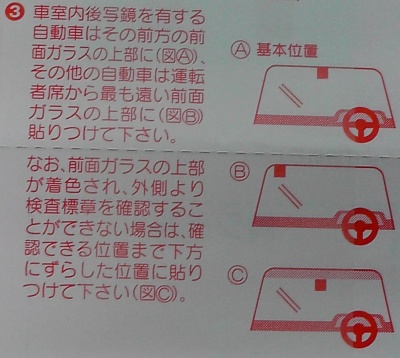 検査標章を貼る位置