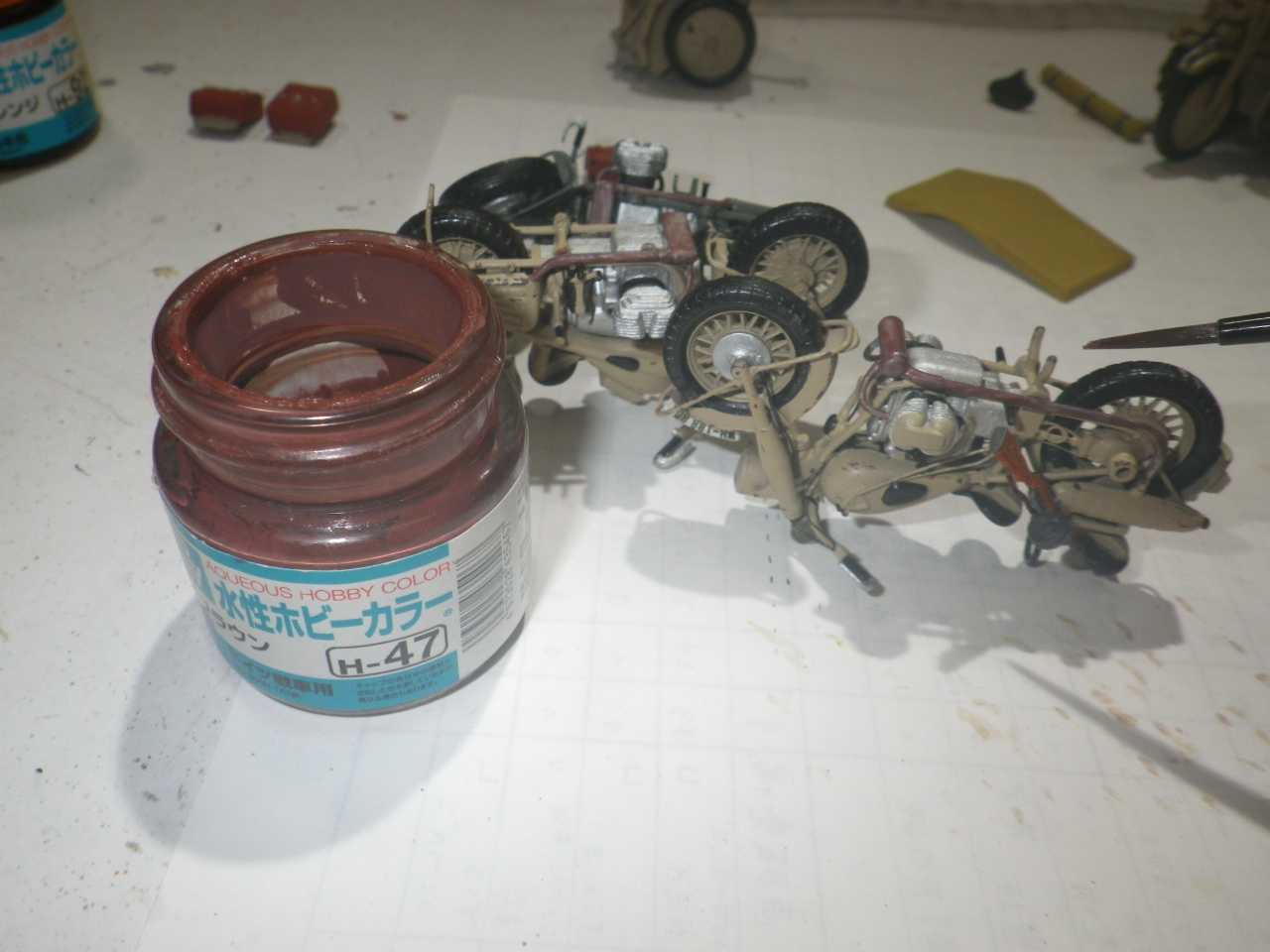 ⑫2020_0712ﾀﾐﾔ 1／35 ﾄﾞｲﾂ軍 ﾂｪﾝﾀﾞｯﾌﾟ KS750 & BMW R75 車体
