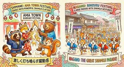 島根県のキンニャモニャ祭りと長野県の長野のびんずる祭り