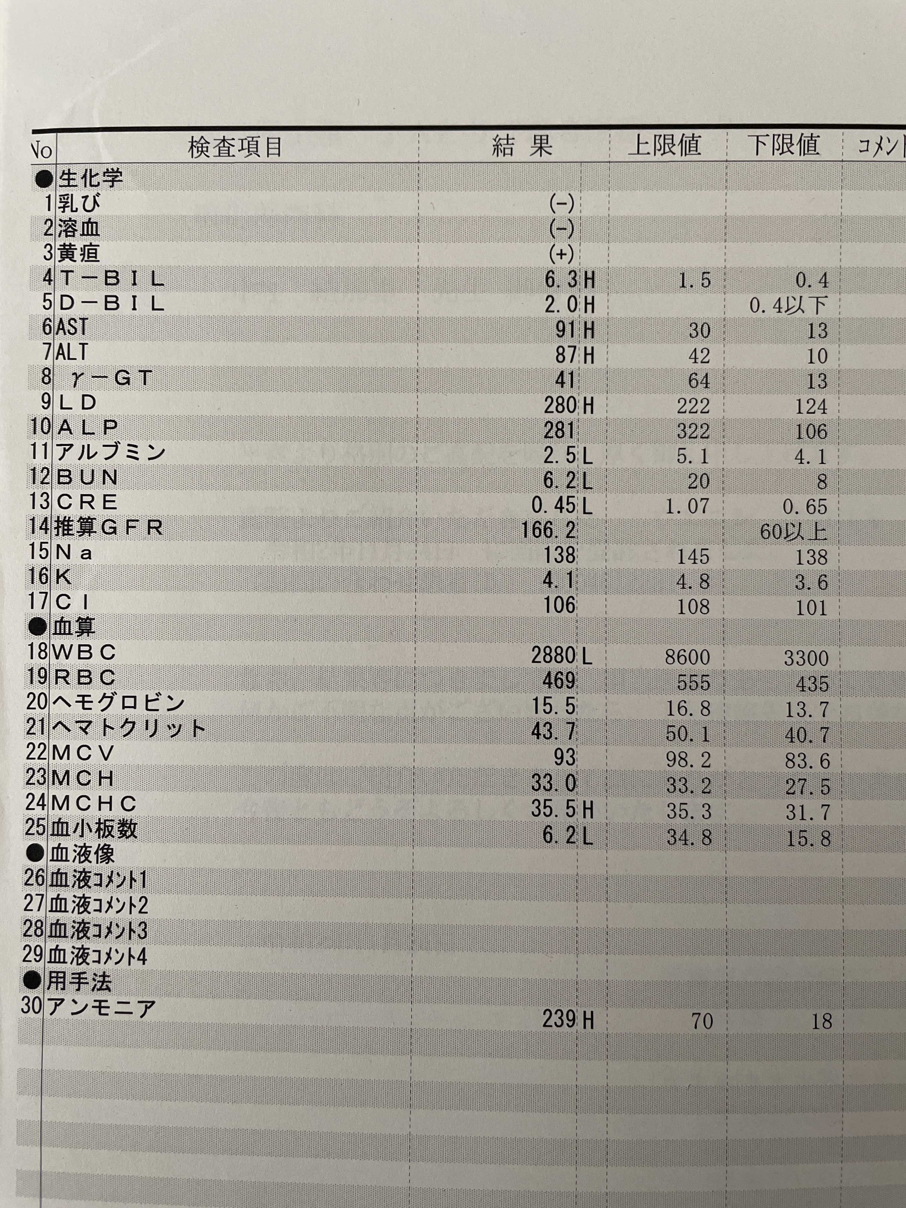 入院時の血液検査結果 子育てパパの指定難病宣告 肝硬変 生体肝移植 ウィルソン病 楽天ブログ