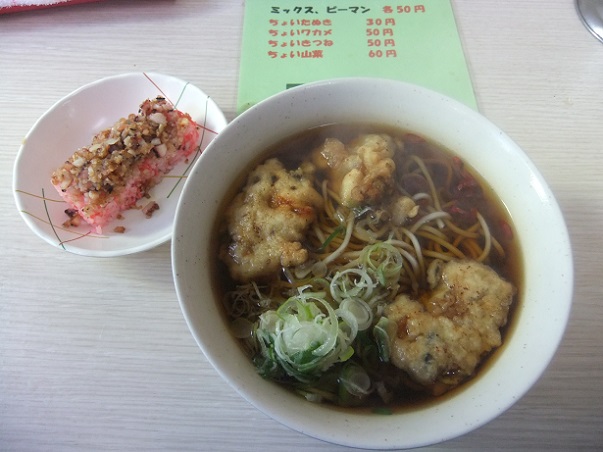 一由そば@日暮里のそば+牡蠣天+ゲソ寿司1