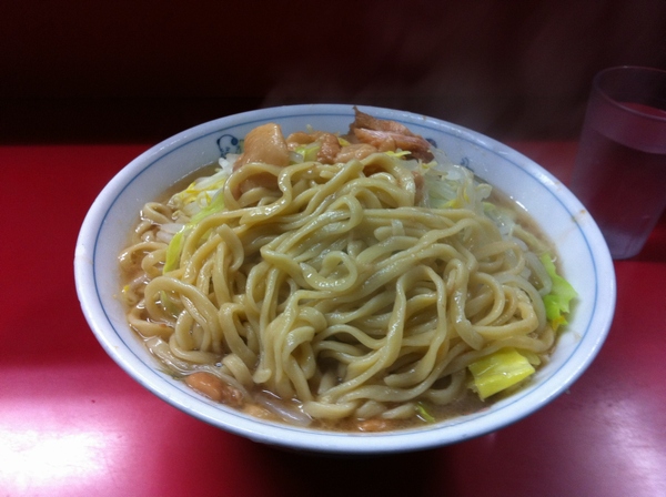 ラーメン二郎　環七一之江店　大ラーメン　ニンニクアブラカラメ 麺
