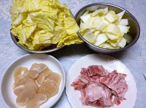 白菜と豚肉の煮物、材料.jpg