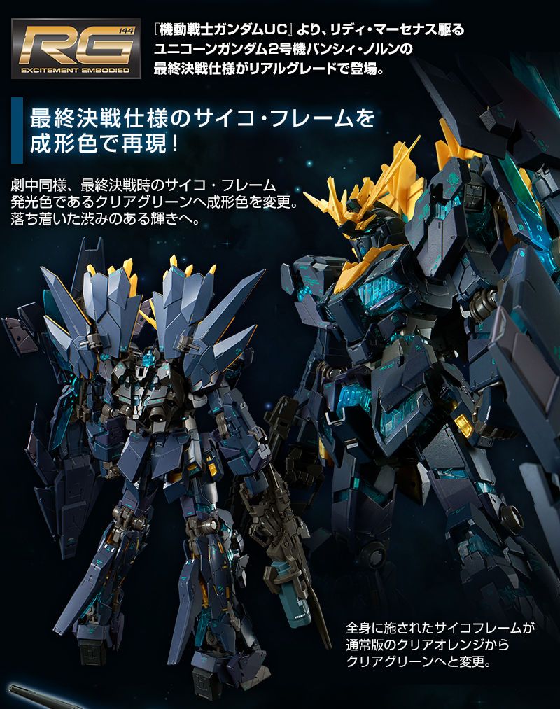 新品 ＲＧ ユニコーンガンダム２号機 バンシィ・ノルン （最終決戦仕様