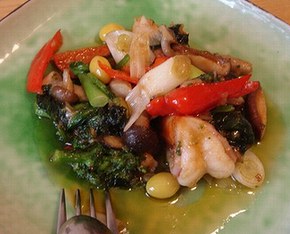 大海老と菜の花の辛味炒め