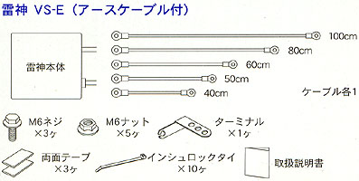 ボルトスタビライザー『雷神VS-E』<br />
(青雷神＋アースケーブル)構成図