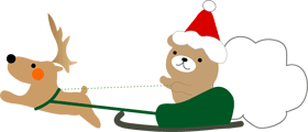 ワンコのサンタとトナカイのソリ