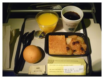 ユナイテッド航空　機内食（ビーガン用）