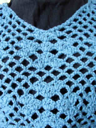 ターコイズブルーのベストの編み地