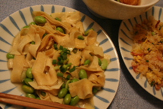 干豆腐と枝豆の塩いため.JPG