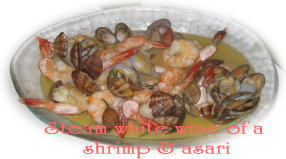 Steam white wine of a shrimp & asari.jpg