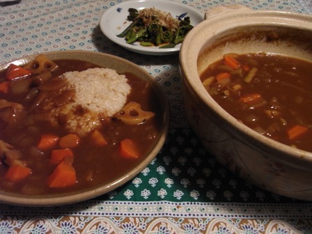 土鍋カレーと蕨ポン酢