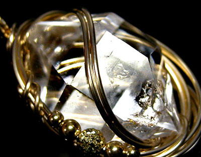 水入りハーキマーダイヤモンドペンダント