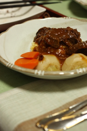 ホームパーティーにて　牛肉のビール煮