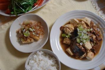 サバ味噌缶と豆腐を煮たもの