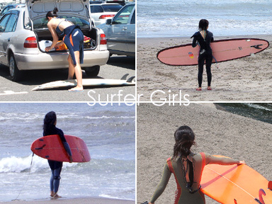 Surfer Girl On The Beach