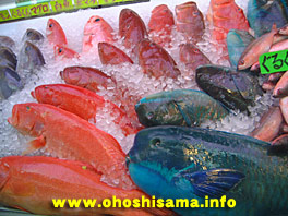 市場で売られている魚
