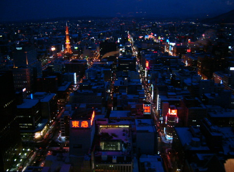 JRタワーホテル日航札幌のラウンジ夜景