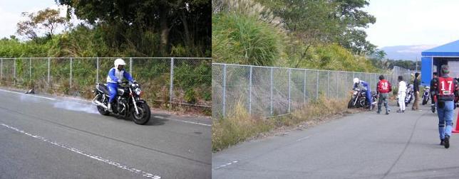 ライスクにて、教官魂と生バーストを見ました。怖かった・・・吹っ飛んだ先には俺のバイクが（笑）