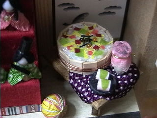 おひなさま　ちらし寿司、桜餅、白酒