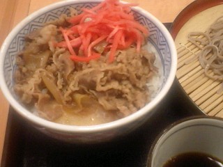 今日の牛丼　何となく具が少ない生姜丼