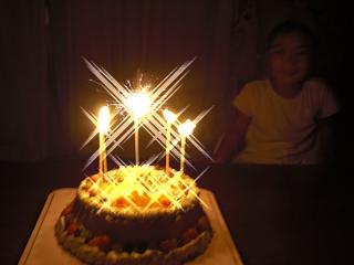 ５歳誕生日ケーキ（花火付き）