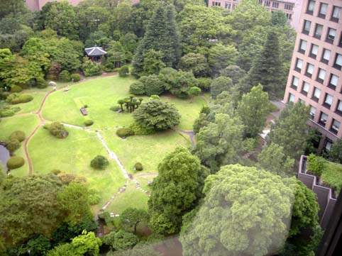 部屋から写した大隈庭園