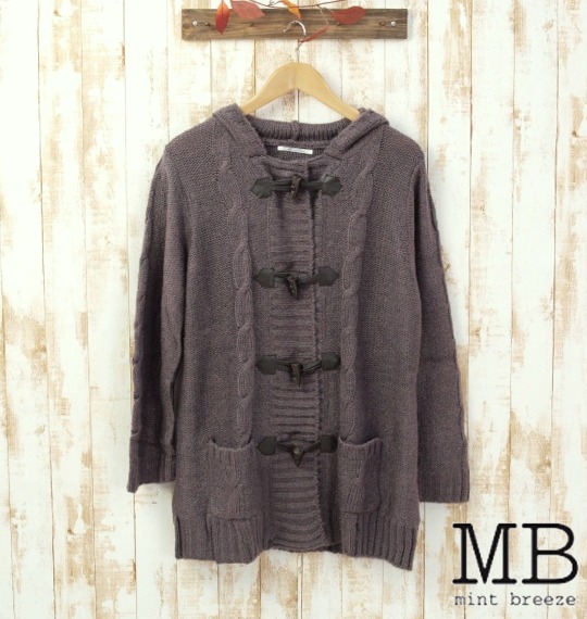 MB ケーブルニットカーディガン (ブラウン)