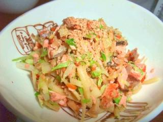 生秋鮭とジャガイモ炒め