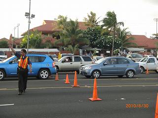 チャモロビレッジへの臨時横断歩道