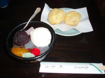 神田竹むら・あんみつ-揚げ饅頭