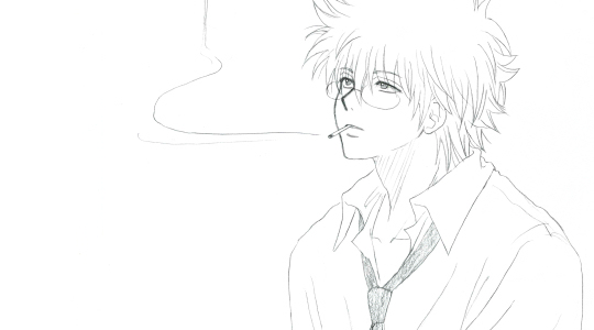 屋上かどっかでサボり中の銀八先生←適当