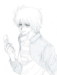 髪の毛がうまく描けないときは、なびかせてごまかせ！ｷﾗｯ ( =￣+∇￣=)v ｲｴー　←テンション、高っ