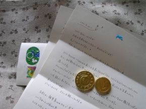 tomoe＊さんからのお手紙とコイン・チョコレート