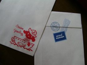 カレルチャペック紅茶店のseason greetingのスタンプ＆エルベ・モルバンの封筒
