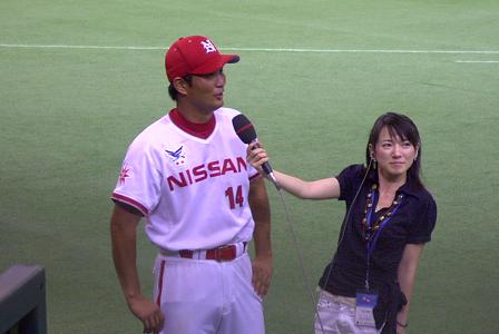 [ヒーローインタビュー・石畝投手]