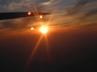 機上から見た夕日