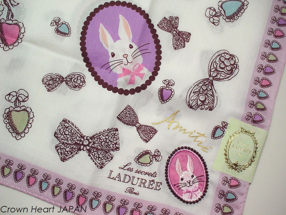   Paris Handkerchief / Mini Scarf Rabbit Amitie Pink JAPAN  