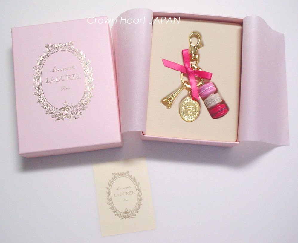 New LADUREE Keychain Macaron Eiffel Tower Pink in Gift Box JAPAN MARK 