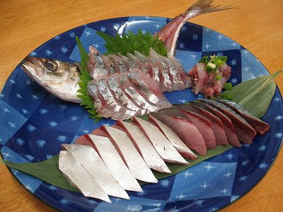アジとサバの刺身盛り