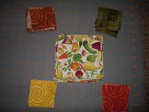 5-Quilt-veggi stir fry-三角布の作業.JPG