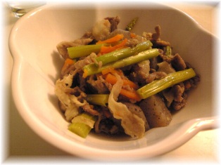 豚肉とアスパラのゴマ煮