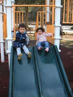 いとこと一緒にすべるところ