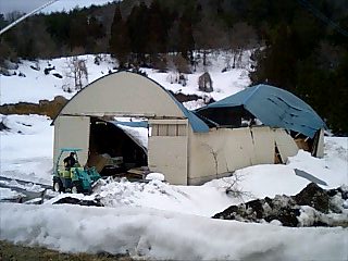 雪潰れた倉庫