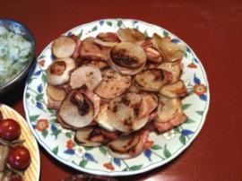 田辺大根とベーコンのはさみ焼き