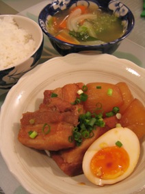 大根と豚の角煮・白菜春雨スープ