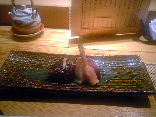 いさきの塩焼き、はす、芋、しょうが