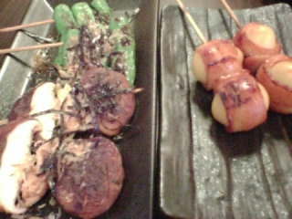 野菜串と鶉ベーコン